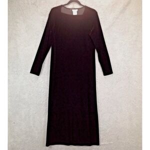 Coldwater Creek Velvet Maxi Dress Women S Black Long Sleeve Basic Dressy Classic